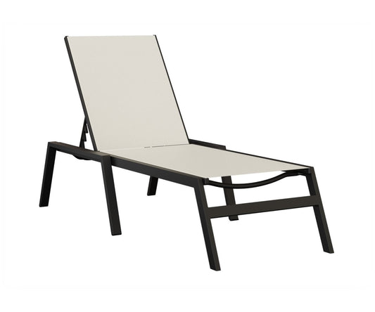 Berlin Gardens Vida Standard Sling Chaise Armless Lounge — White sling on Matte Black frame