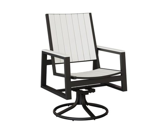 Berlin Gardens Vida Swivel Rocker Dining Chair — White on Matte Black