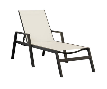 Berlin Gardens Vida Standard Sling Chaise Lounge — White sling on Matte Black frame