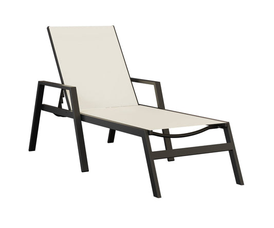 Berlin Gardens Vida Standard Sling Chaise Lounge — White sling on Matte Black frame