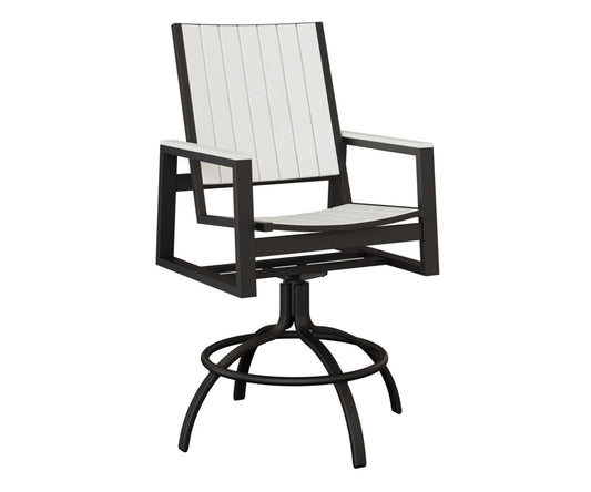Berlin Gardens Vida Swivel Bar Chair — White on Matte Black