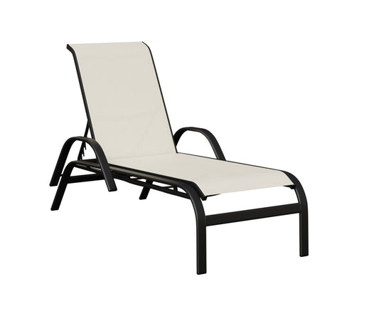 Berlin Gardens Murphy Standard Sling Chaise Lounge — White sling on Matte Black frame