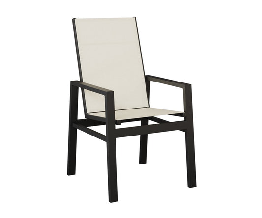 Berlin Gardens Vida Standard Sling High Back Dining Chair — White sling on Matte Black frame