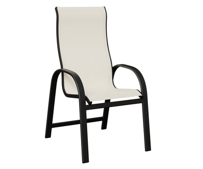 Berlin Gardens Murphy Standard Sling High Back Dining Chair — White sling on Matte Black frame