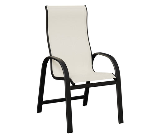 Berlin Gardens Murphy Standard Sling High Back Dining Chair — White sling on Matte Black frame