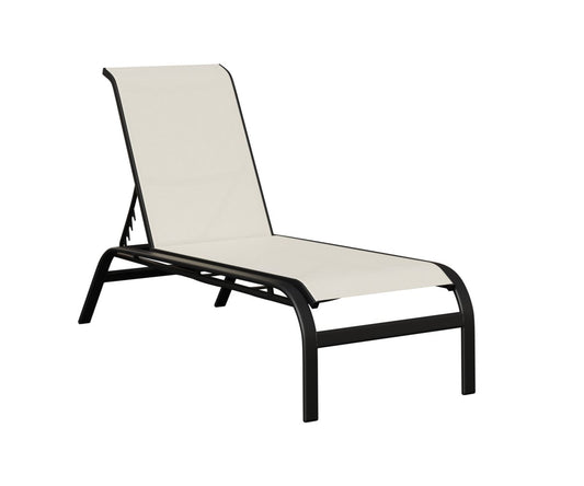 Berlin Gardens Murphy Standard Sling Chaise Armless Lounge — White sling on Matte Black frame