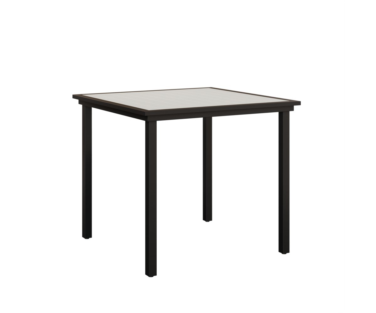 Berlin Gardens Vida 44″ Square Poly Bar Table — White on Matte Black