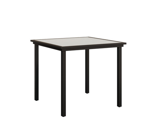 Berlin Gardens Vida 44″ Square Poly Bar Table — White on Matte Black