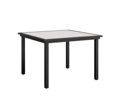 Berlin Gardens Vida 44″ Square Poly Dining Table — White on Matte Black