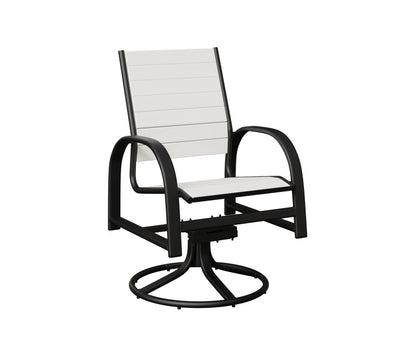 Berlin Gardens Murphy Swivel Rocker Dining Chair — White on Matte Black