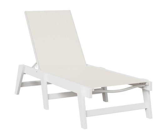 Berlin Gardens Mayhew Sling Armless Chaise Lounge — White sling on White frame